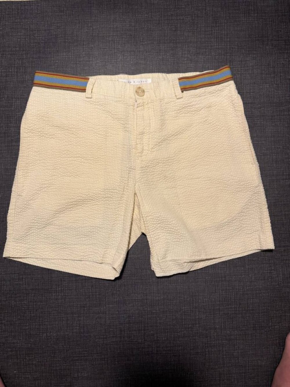 Parke & Ronen Cream Seersucker Chino Shorts Sz.30 4" Inseam